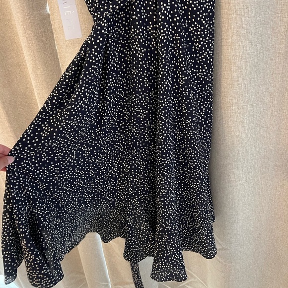 NWT Navy Blue Wrap Polka Dot A-Symmetrical Dress - Picture 6 of 6